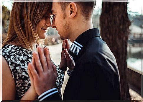 Couple in love looking at each other