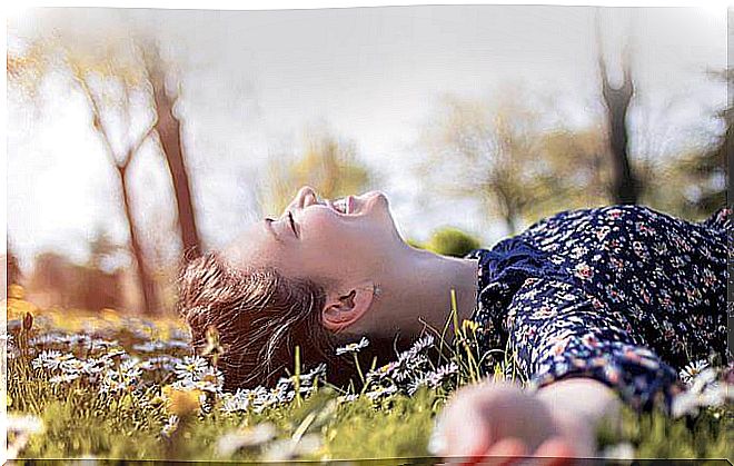 girl enjoying happiness in small acts