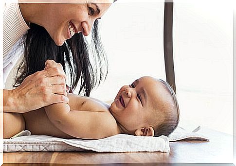 Mother with her son smiling