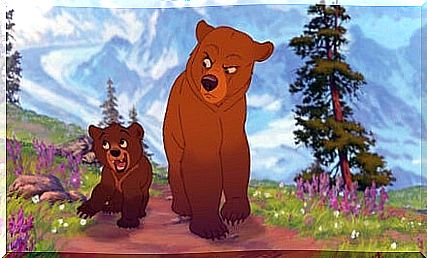 Two bears in the forest from the movie Brother Bear