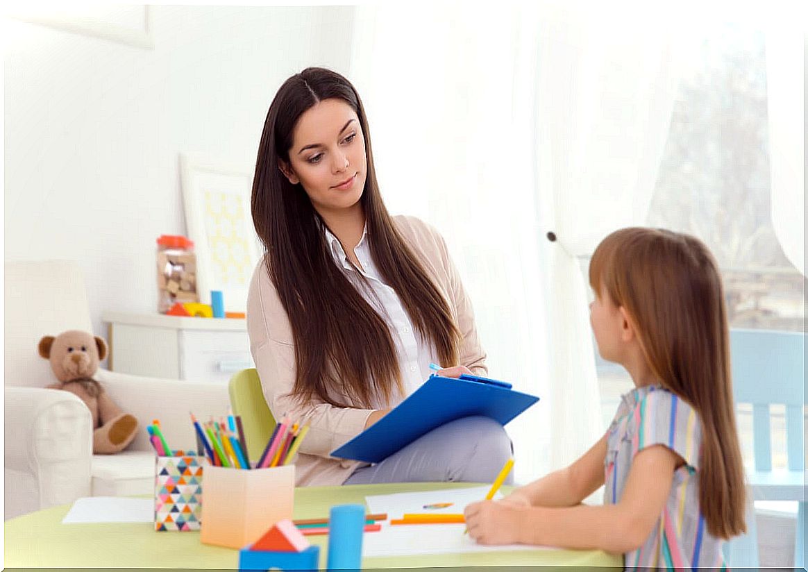 Girl with psychologist