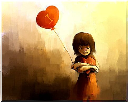 Girl with a heart balloon thinking about unrequited love