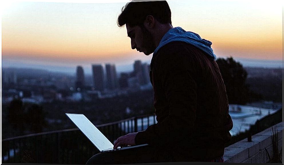 Boy working with a computer