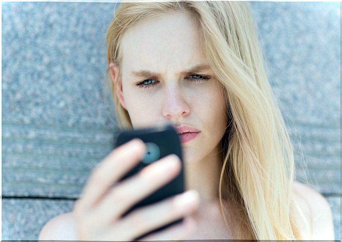 Woman looking at mobile