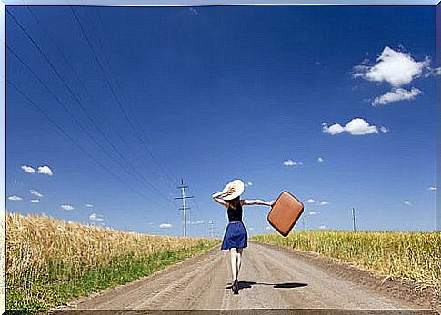 Woman walking happy after overcoming her walls