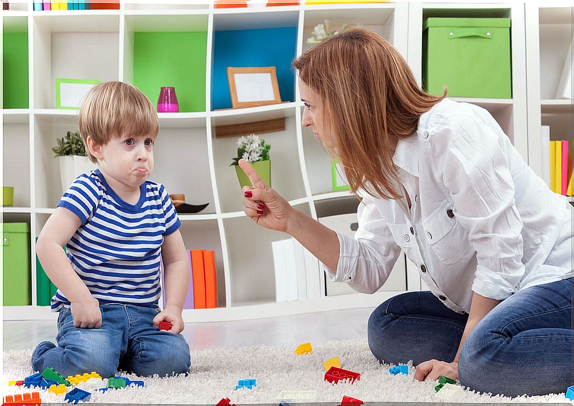 Mother punishing son