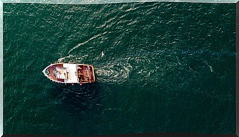 Top view of a boat