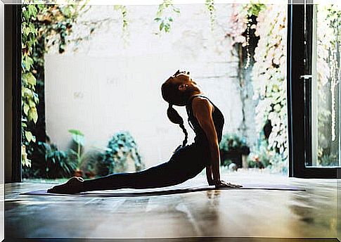 Woman practicing yoga