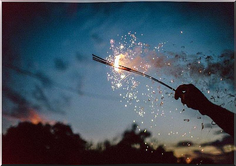 Flares and sky in the background